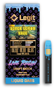 Legit Labs Live Resin - Super Lemon Haze - 1G Disposable