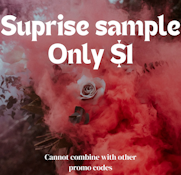 PROMO CODE "SUPRISE SAMPLE" -SIMPLY ADD THIS TO YOUR DELIVERY --CANNOT COMBINE WITH OTHER PROMO CODES-LIMIT 1 PER DAY
