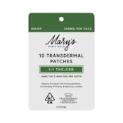 Mary's Medicinals 1:1 Transdermal Patch 10-Pack (Relief) (C) Topicals 100mg