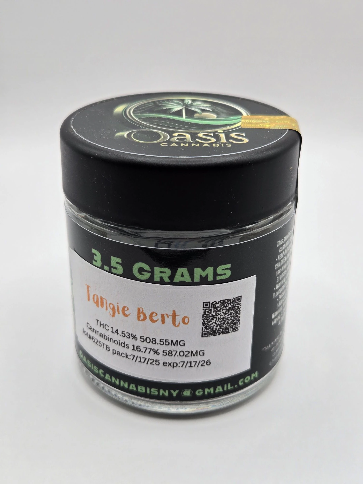 OASIS Cannabis Co - Oasis - Tangie Berto - 14.53% THC - 3.5g - Dry Flower Main Image