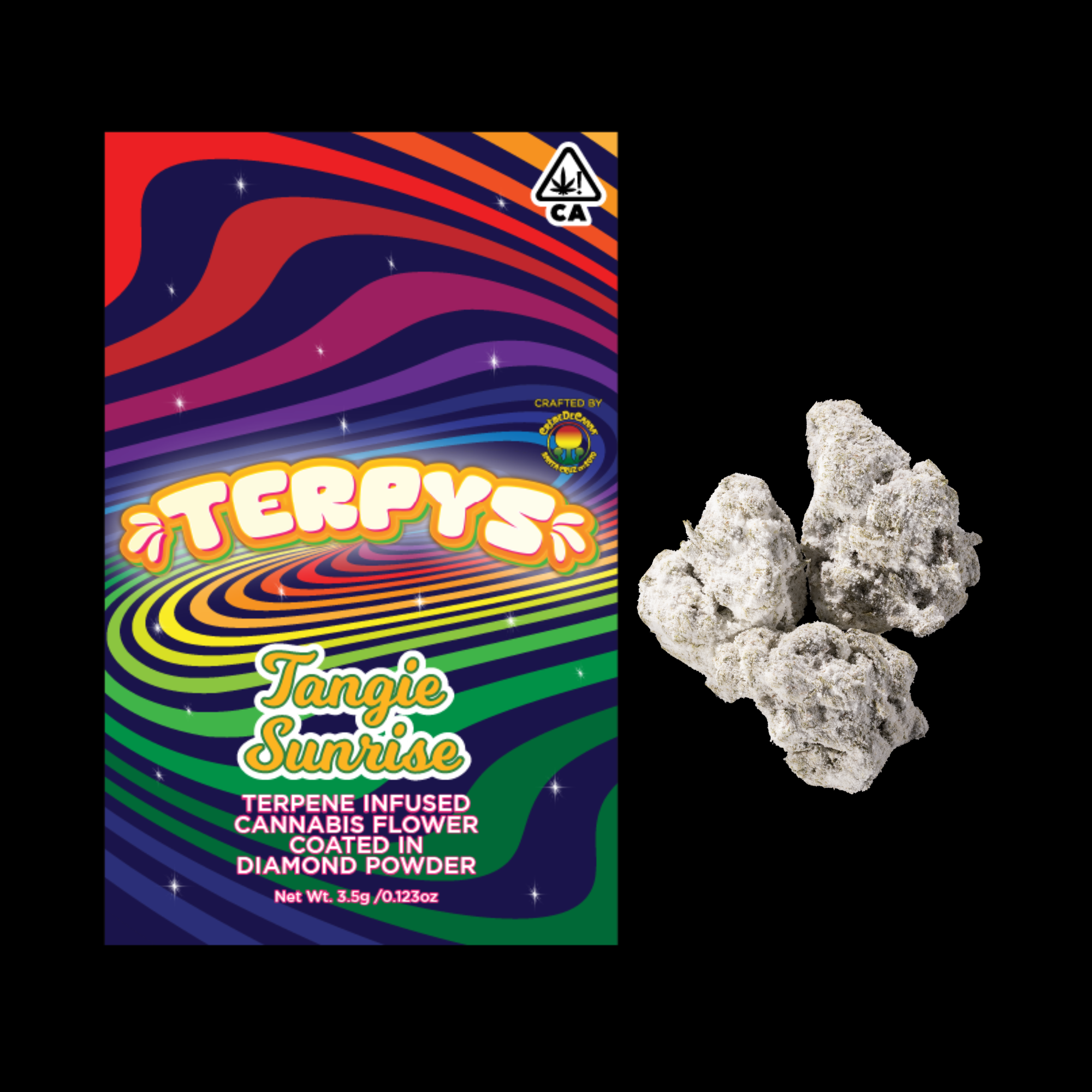 Terpys | Tangie Sunrise | Terpene Infused & Coated in Diamonds & Crumble Flower | 3.5g