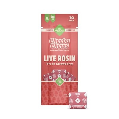 Cheeba Chews Live Rosin Taffy · Fresh Strawberry