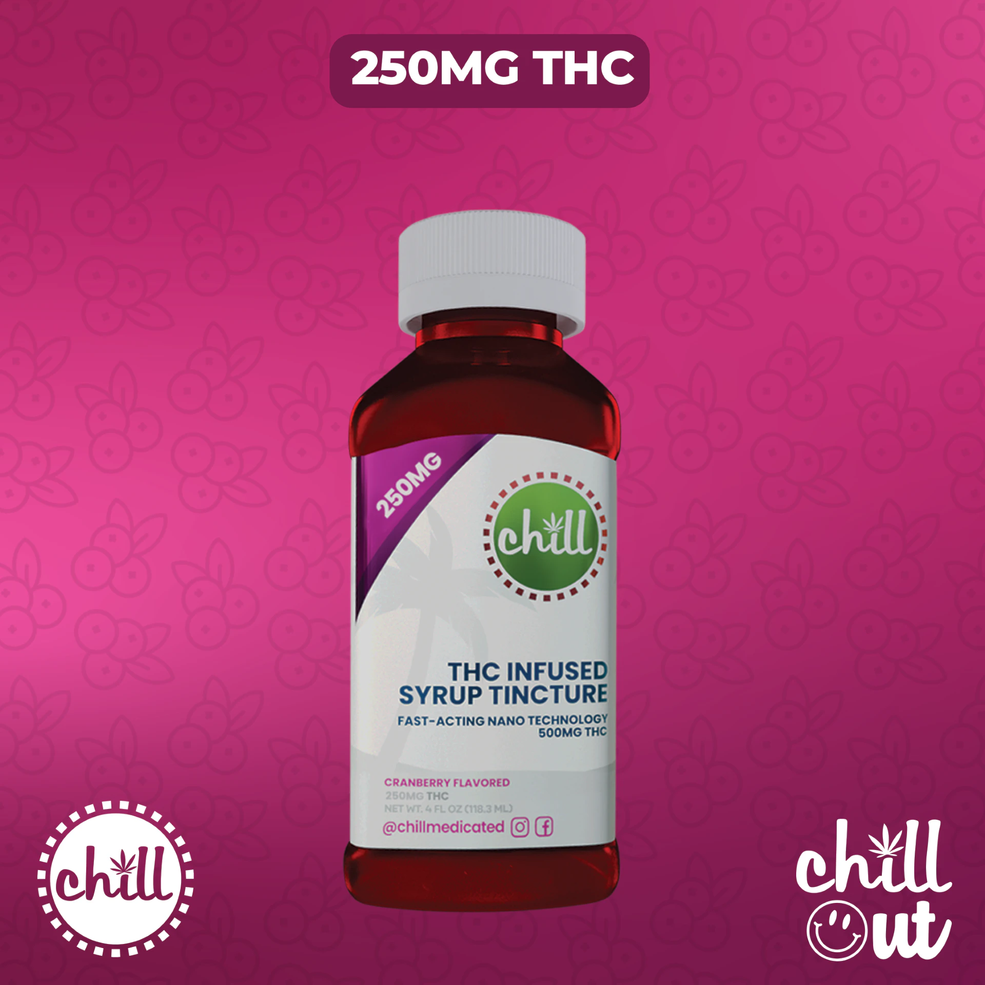 Chill Medicated - Cranberry Syrup - 250mg - CME Main Image