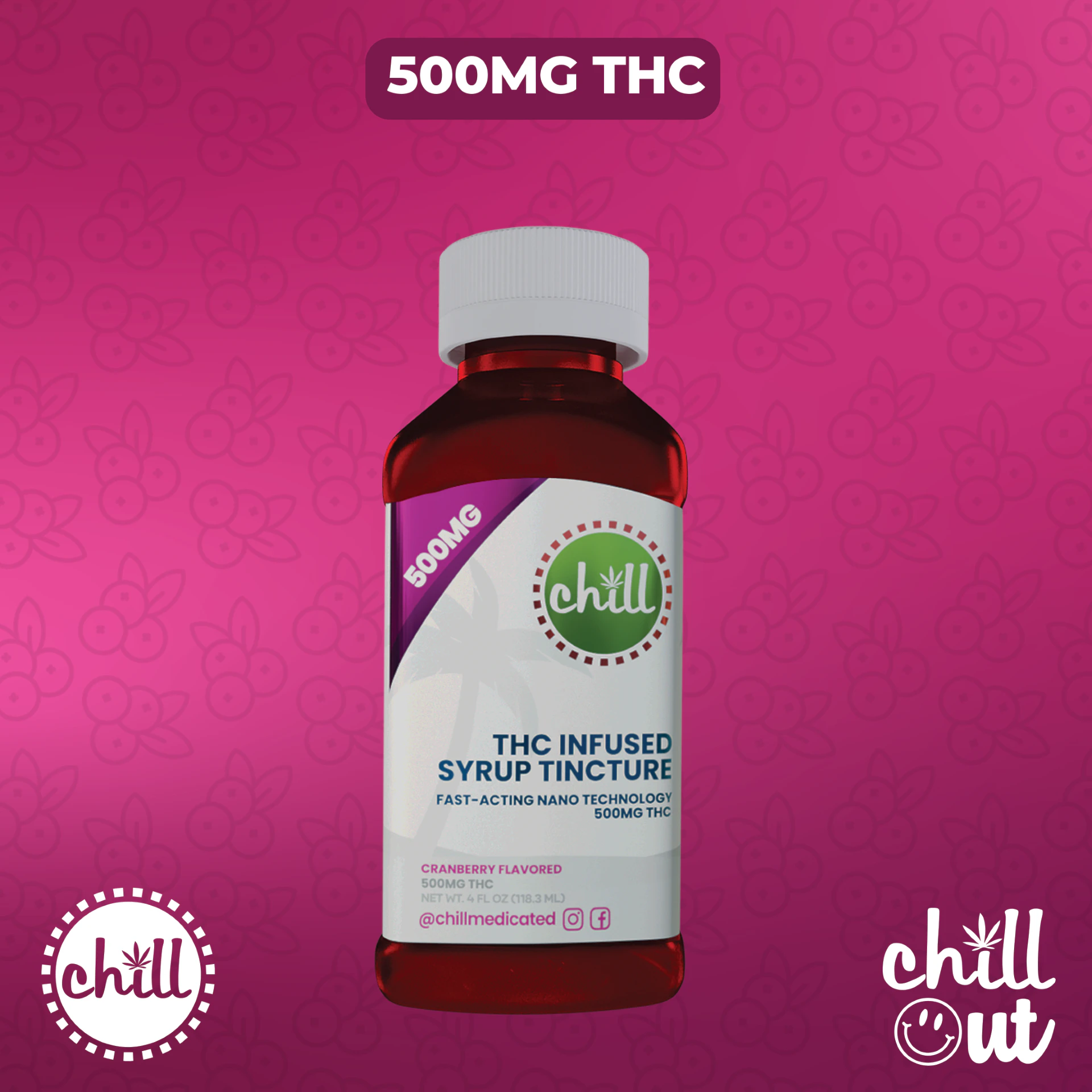 Chill Medicated - Cranberry Syrup - 500mg - CME Main Image