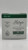 1:1 CBD:THC 2000mg Fragrance Free Transdermal Cream - Mary's Medicinal