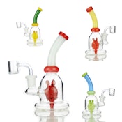 6.5" Dab Rig Rod Color with Cactus Shower and 14mm Quartz Banger