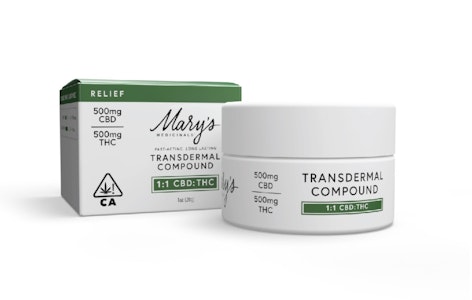 MARY'S MEDICINALS - Mary's Medicinals - Relief - 500mg THC 500mg CBD Transdermal Compound - 1oz