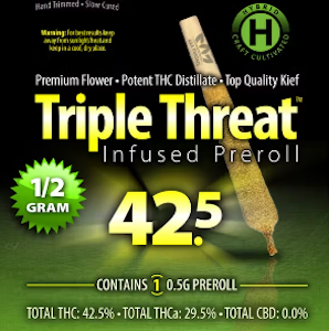 AAA PHARMS - AAA Pharms | Triple Threat | 0.95g Infused Pre-Roll | 1-Pack | 0.95g Total | (H)
