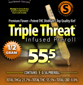 AAA PHARMS - AAA Pharms |Triple Threat | 0.95g Infused Pre-Roll | 1-Pack | 0.95g Total | (S)