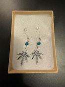 Pot Leaf Earrings- Turquoise