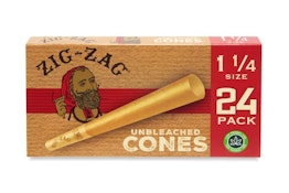 Zig Zag 1 ¼ Size Ultra Thin Pack of 24 Cones - Unbleached