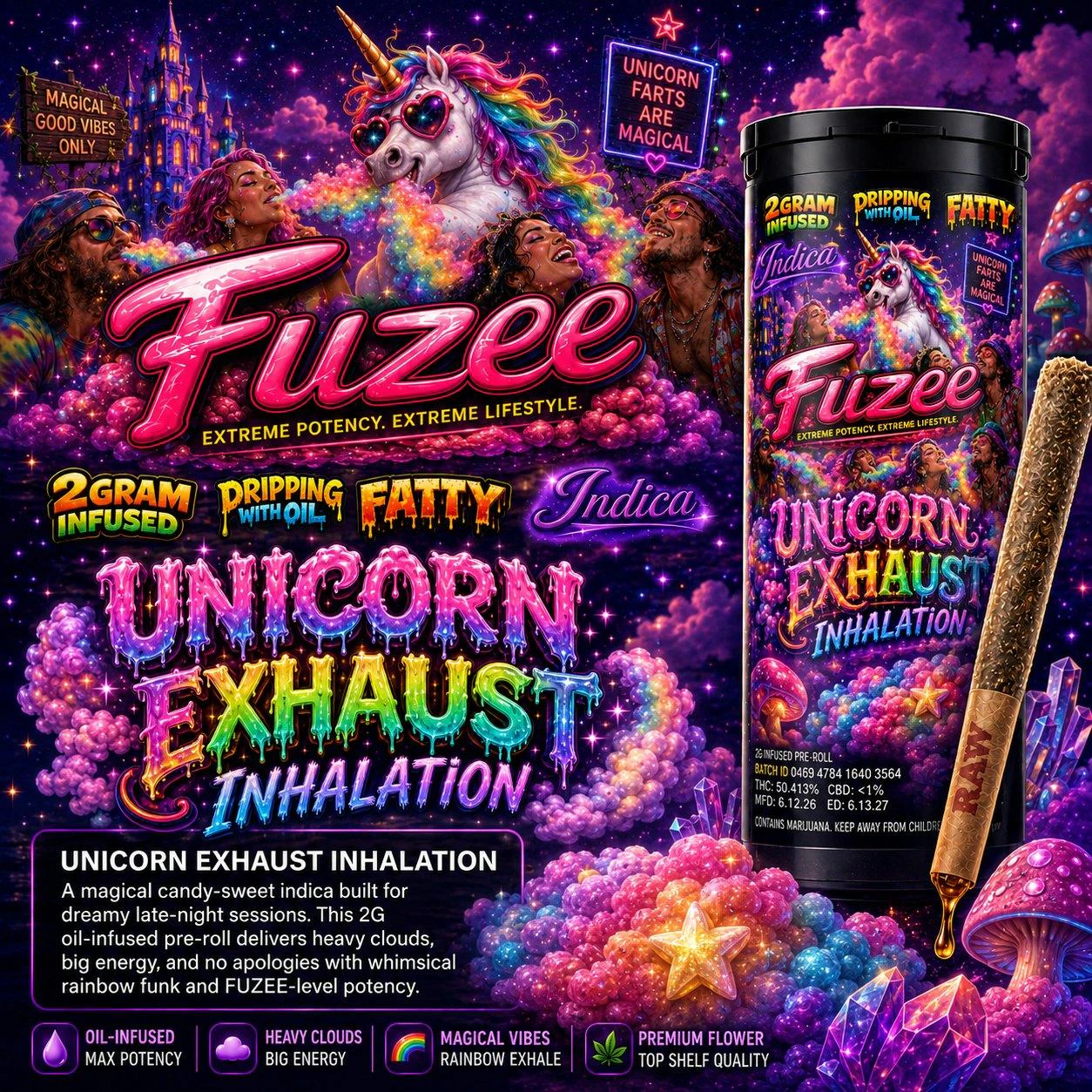 All Ways Aeroponics - FUZEES | 2 Gram Infused Pre-Roll | Unicorn Exhaust Inhalation (I Main Image