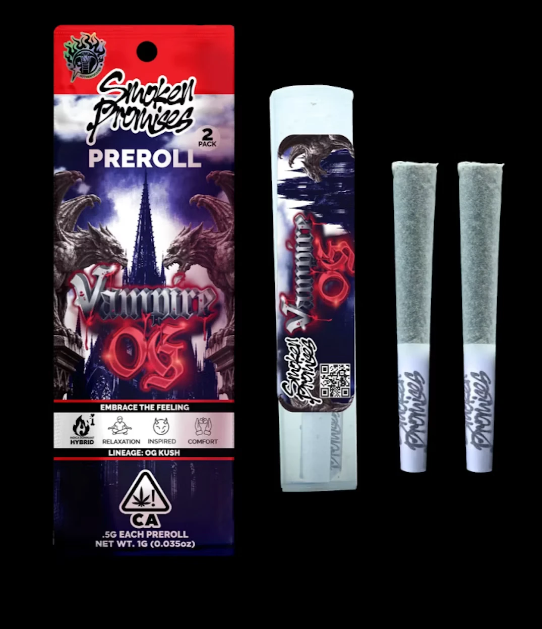 Smoken Promises - [Smoken Promises] Pre-roll 2 Pack - 1g- Vampire OG (I)  Main Image