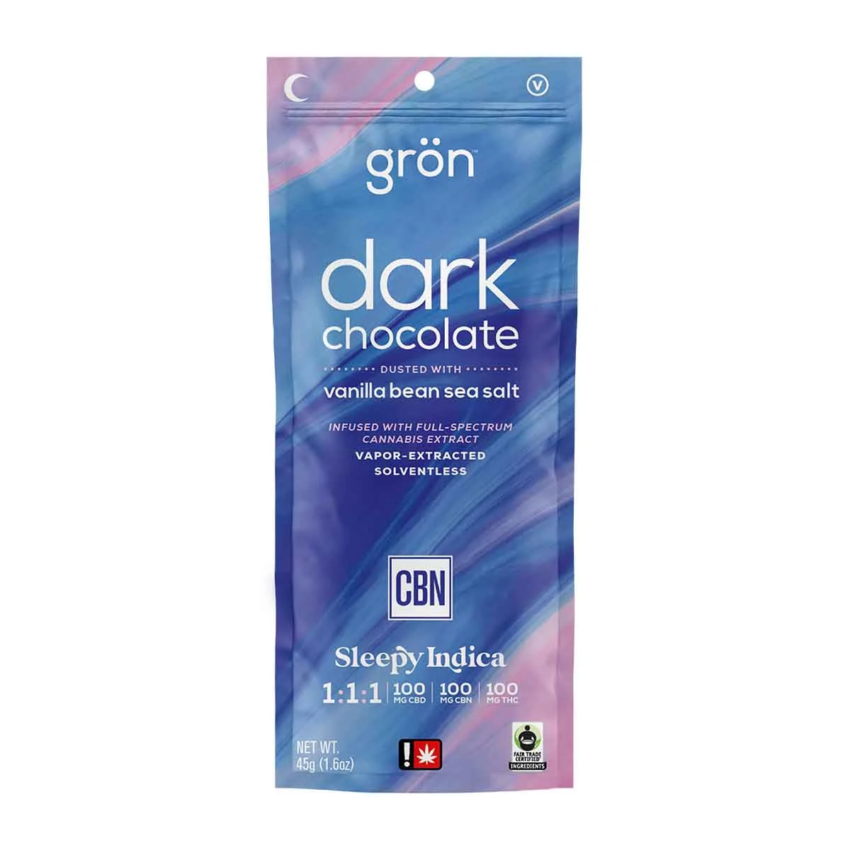 Gron - 1:1:1 Dark Chocolate w/ Vanilla Bean Sea Salt - CBD: CBN: THC - Edible
