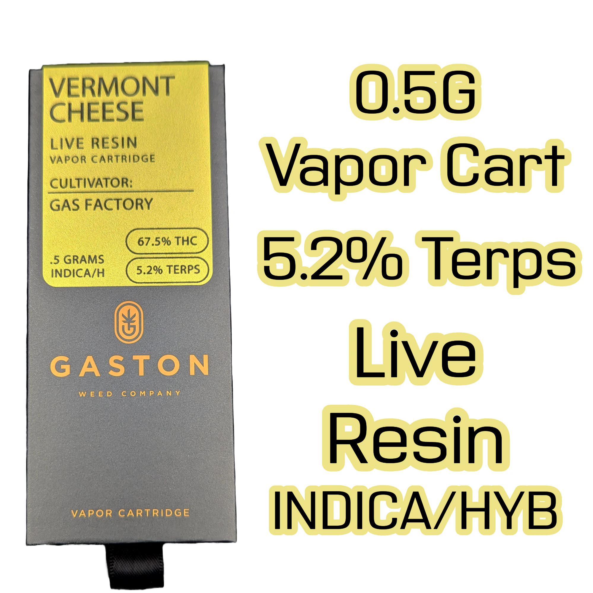 Gaston Weed Co. - Gaston Weed Co. | Vermont Cheese | Live Resin | 0.5G Main Image