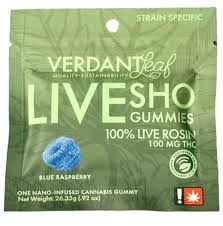 Verdant Leaf - Verdant Leaf 100mg Blue Raspberry Solventless Rosin Nano Gummy Main Image