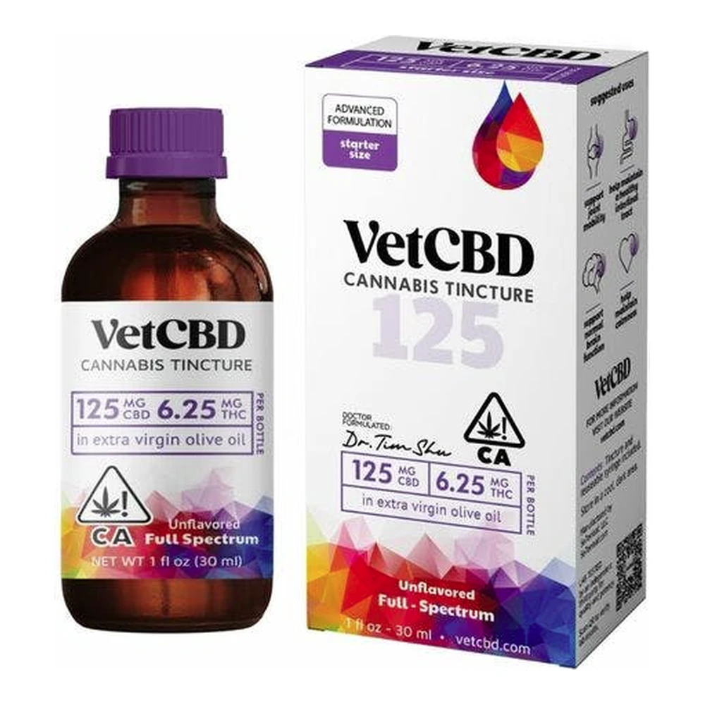 VETCBD - VET CBD | 125mg CBD : 6.25mg THC | Regular Strength CBD Tincture | 1oz Main Image