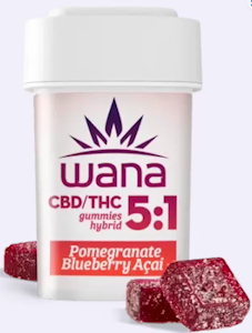 WANA - Sour Pomegranate Blueberry Acai 5:1 CBD:THC 20pk Gummies - 100mg