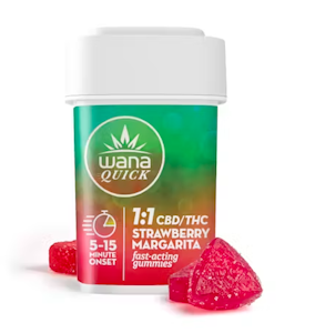 WANA - Wana Quick Strawberry Margarita Fast Acting 1:1 CBD:THC 10pk Gummies - 100mg