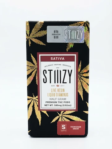 STIIIZY - Hawaiian Snow -Sativa- 84.98% THC | 0.5g Live Resin Liquid Diamonds THC Pods (Vape Cartridge) | Stiiizy   -JJ1 Middle 