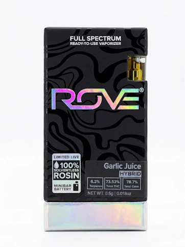 ROVE - Garlic Juice 73.53% THC | 0.5g Premier Ice Hash Live Rosin Ready-to-Use (Minibar) | Rove -G8 Front