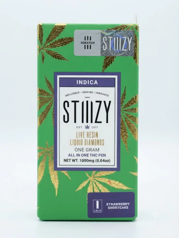 STIIIZY - Strawberry Shortcake - Indica-  88.52% THC | Disposable Live Resin Liquid Diamonds All In One (Vape Pen) - 1.0g | STIIIZY  -NN1 BACK