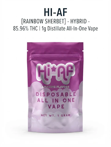 Hi*AF - Rainbow Sherbet - Hybrid - 85.96% THC | 1g Distillate All-In-One Vape | Hi-AF - QQ6 FRONT