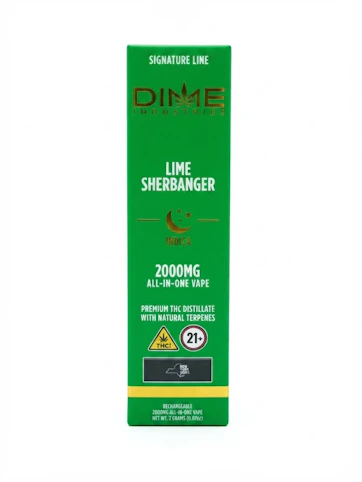 Dime Industries - Lime Sherbanger - Indica - 84.48% THC | 2g AIO (Vape Pen) | Dime-VVV9 Front