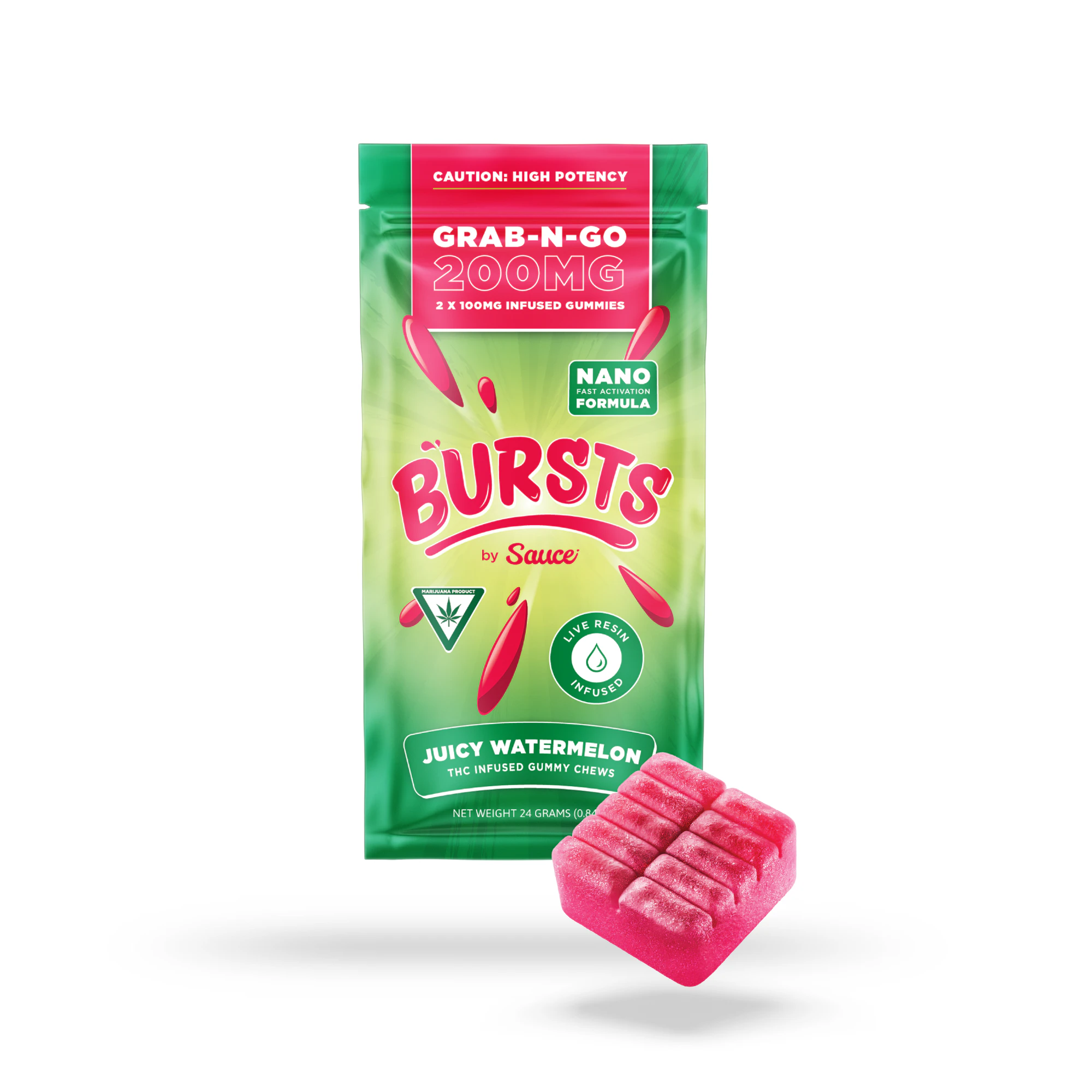 Sauce. - Sauce Bursts - Juicy Watermelon Live Resin - 200mg Main Image