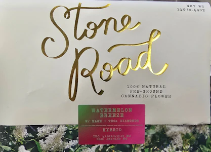 STONE ROAD - Stone Road - Watermelon Breeze- 14g Pre Ground Flower, Hash & thca Diamond Infused