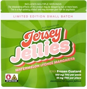 JERSEY JELLIES - Watermelon Lychee Margarita with Frozen Custard THC Cured Resin 10pk 10mg