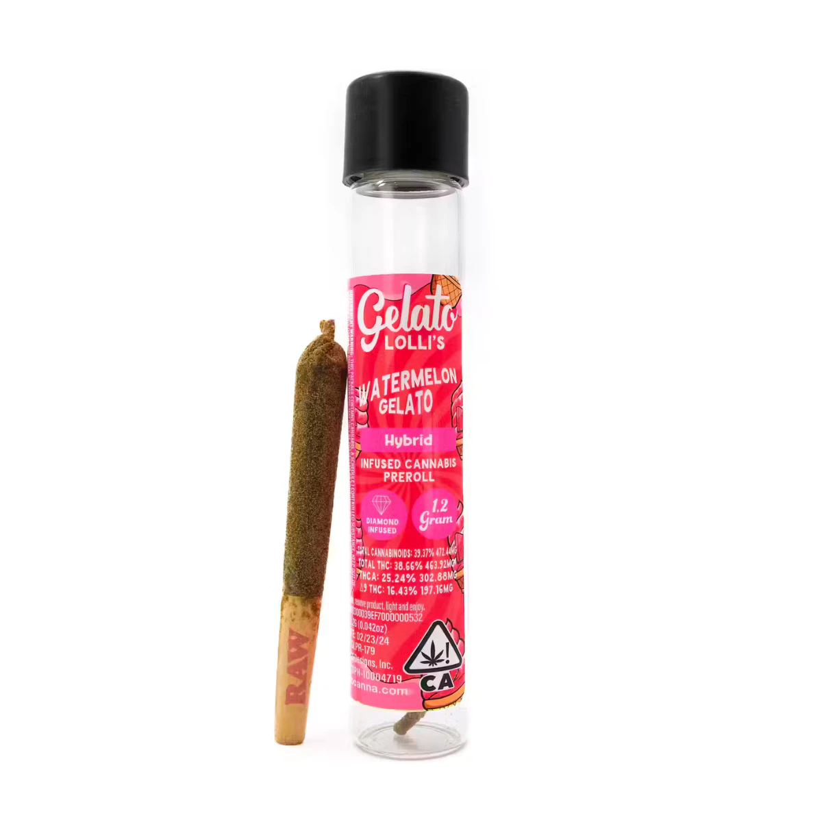 Gelato - Watermelon Gelato Lolli (H) | 1.2g Single Infused Preroll | Gelato Main Image