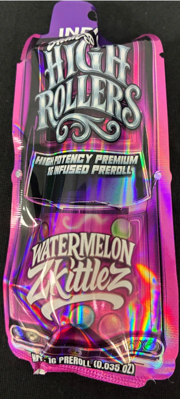 High Rollers - Watermelon Zkittlez (1G) | Infused Preroll | Indica Main Image
