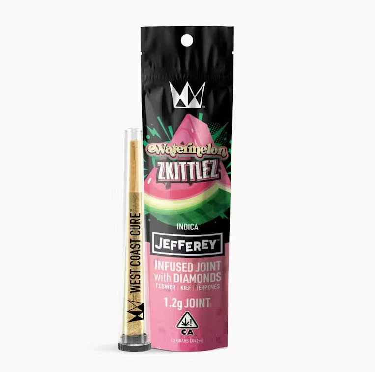 West Coast Cure - West Coast Cure - Jefferey Pre Roll - Diamond Infused - Indica - Watermelon Zkittlez - (1.2g Total) Main Image