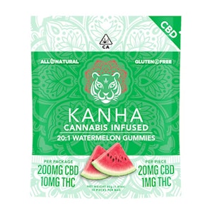 KANHA - KANHA | 20:1 CBD:THC | Watermelon | 200mg CBD/10mg THC | 10-pack