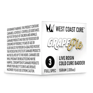 West Coast Cure - WCC Grape Pie Live Rosin Cold Cure Badder Tier 3 1g