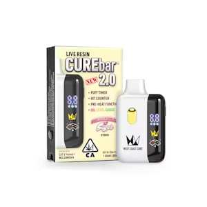 WEST COAST CURE - WCC Strawberry N Sugar Live Resin CureBar 2.0 Ready To Use Vape (H) 1g