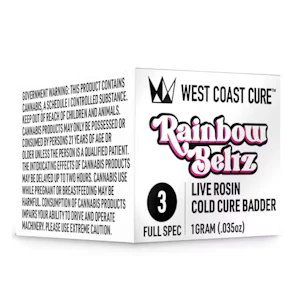 West Coast Cure - WCC Rainbow Beltz Live Rosin Cold Cure Badder Tier 3 1g
