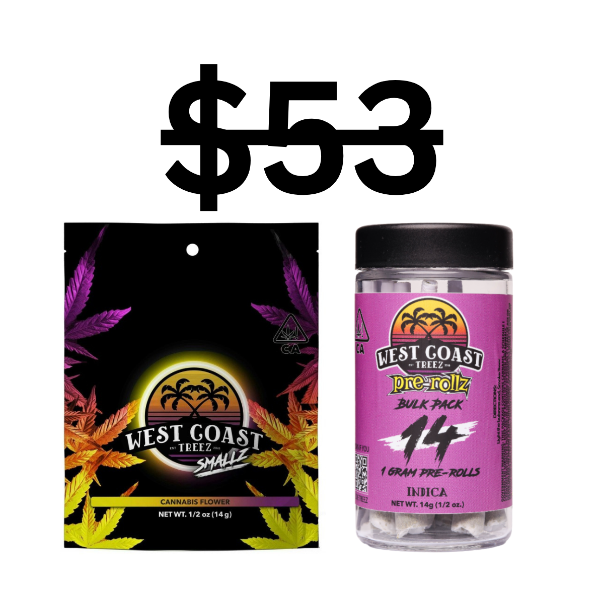 West Coast Treez Indica Flower &amp; Preroll Bundle