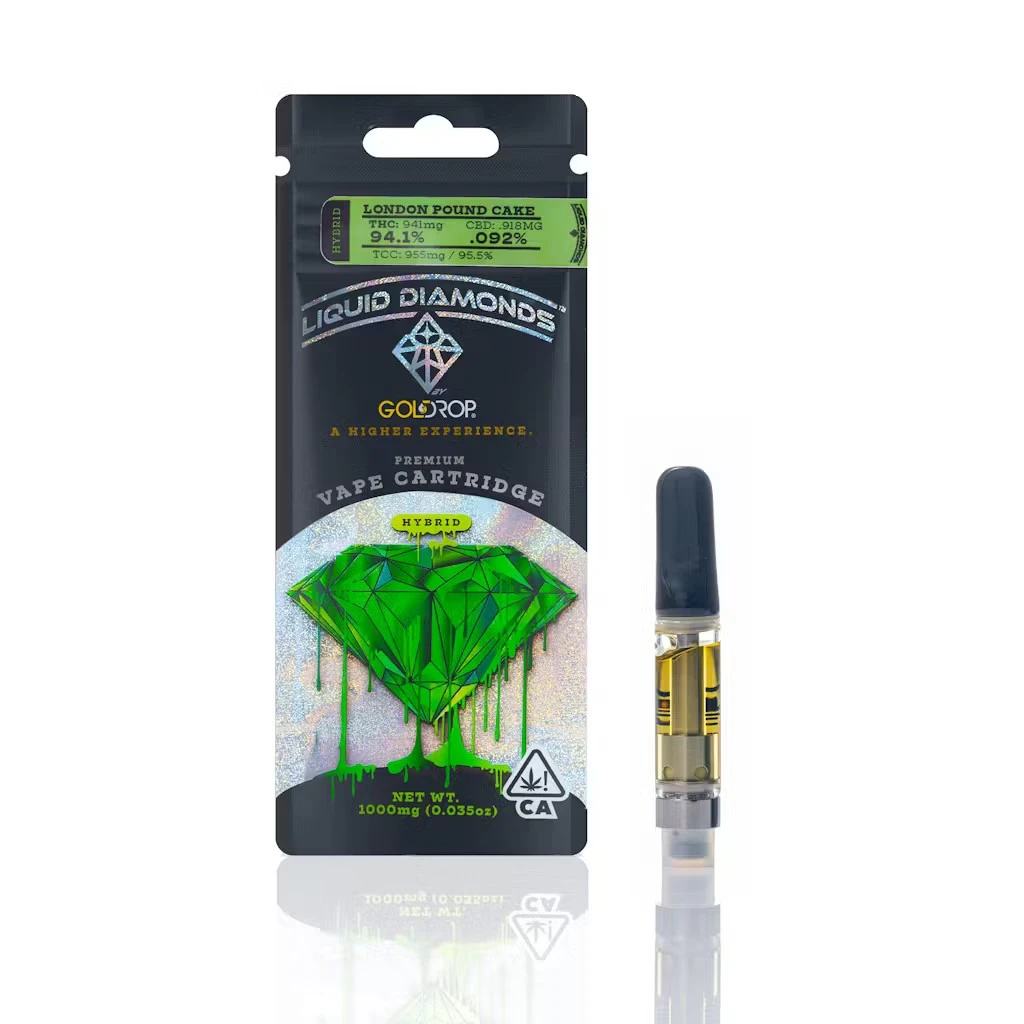 GoldDrop - London Pound Cake Liquid Diamonds 94.9% THC | Gold Drop | 1g Cart Main Image