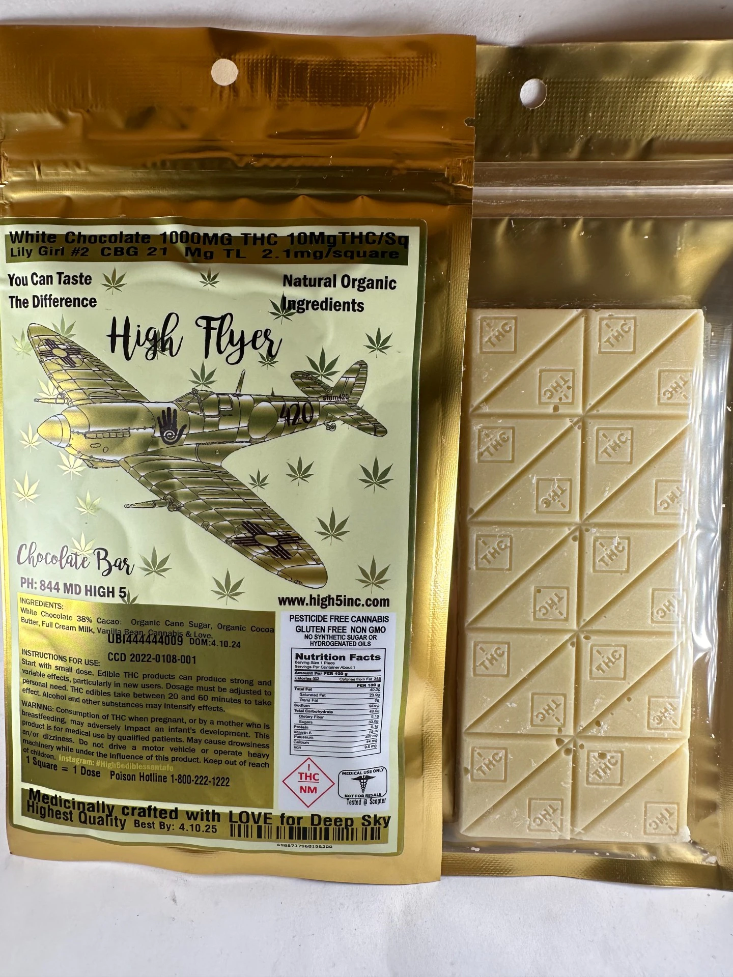 High Five Edibles - High Five Edibles - High Flyer 1000 - White Chocolate bars - 1000mg ( *MEDICAL ONLY) Main Image