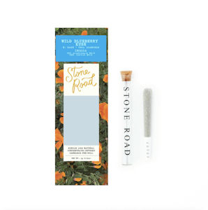 STONE ROAD - Stone Road- Wild Blueberry Kush - Diamond & Bubble Hash Infused- 1g preroll