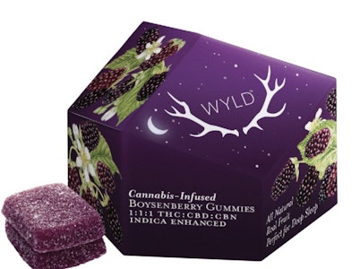 WYLD - Wyld-Boysenberry CBN 100mg; THC: 100mg; CBD 100mg Gummies-Indica Enhanced