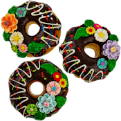 3" Glass Donut + Ceramic Flowers Hand Pipe