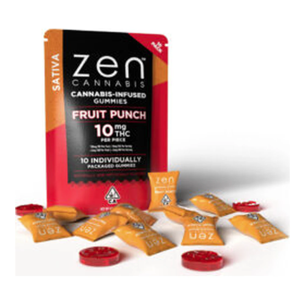 Zen - Zen Cannabis | Fruit Punch | Fast Acting Sativa Gummies | 10pk | 100mg Main Image