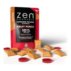 Zen Cannabis | Fruit Punch | Fast Acting Sativa Gummies | 10pk | 100mg