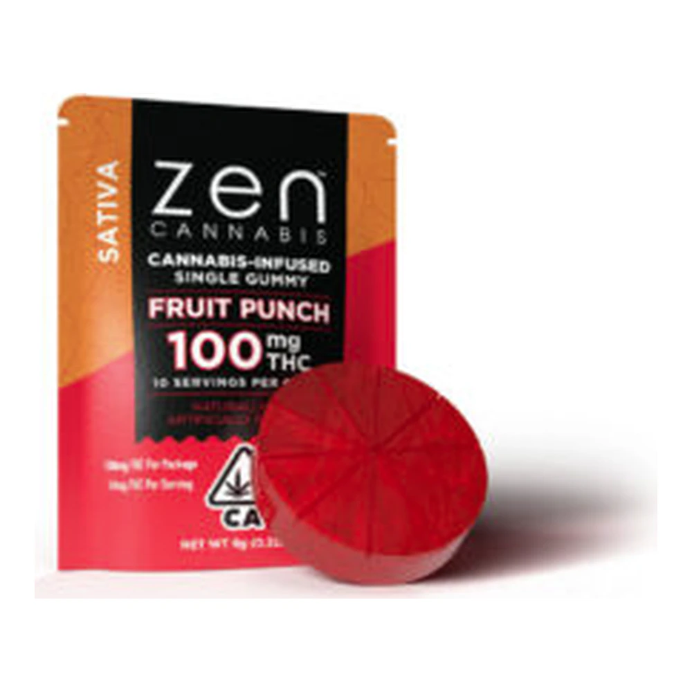 Zen - Zen Cannabis | Fruit Punch | Fast Acting Single Sativa Gummy | 100mg Main Image