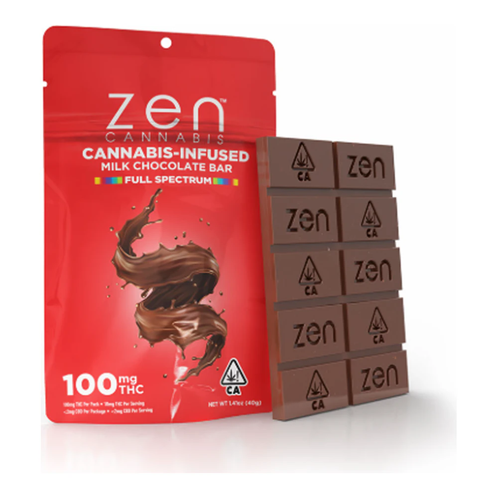 Zen - Zen Cannabis | Milk Chocolate | Fast Acting Cannabis Infused Chocolate Bar | 100mg Main Image