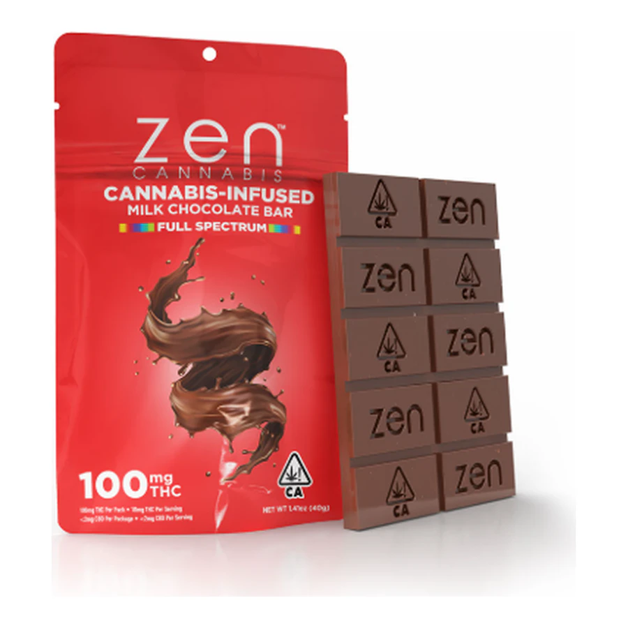 Zen Cannabis | Milk Chocolate | Fast Acting Cannabis Infused Chocolate Bar | 100mg