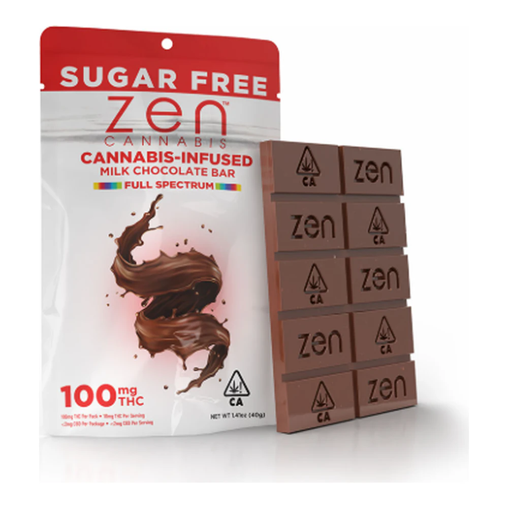 Zen - Zen Cannabis | Sugar Free Milk Chocolate | Fast Acting Cannabis Infused Chocolate Bar | 100mg Main Image